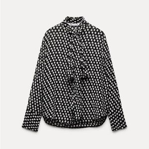 ZARA Polka Dot Bow Blouse